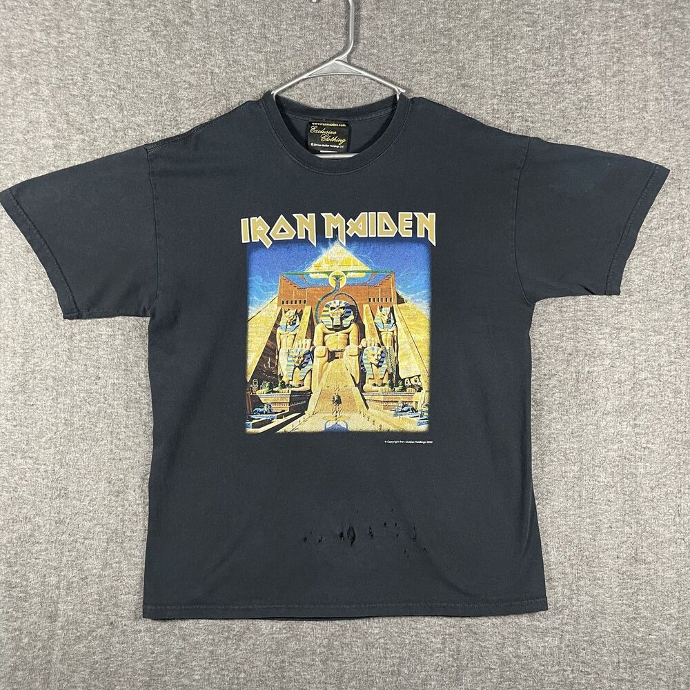 Iron Maiden Shirt Mens Large Black Powerslave World Slavery Tour Graphic Tee